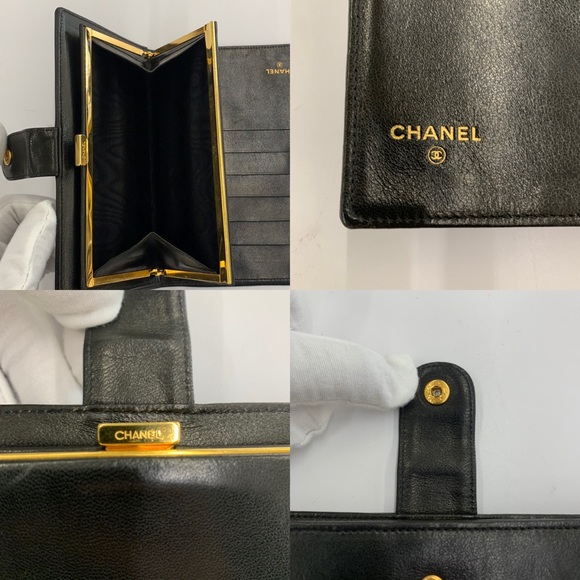 Chanel Vintage Black CC Logo Bi-gold Long Wallet - Picture 8 of 8